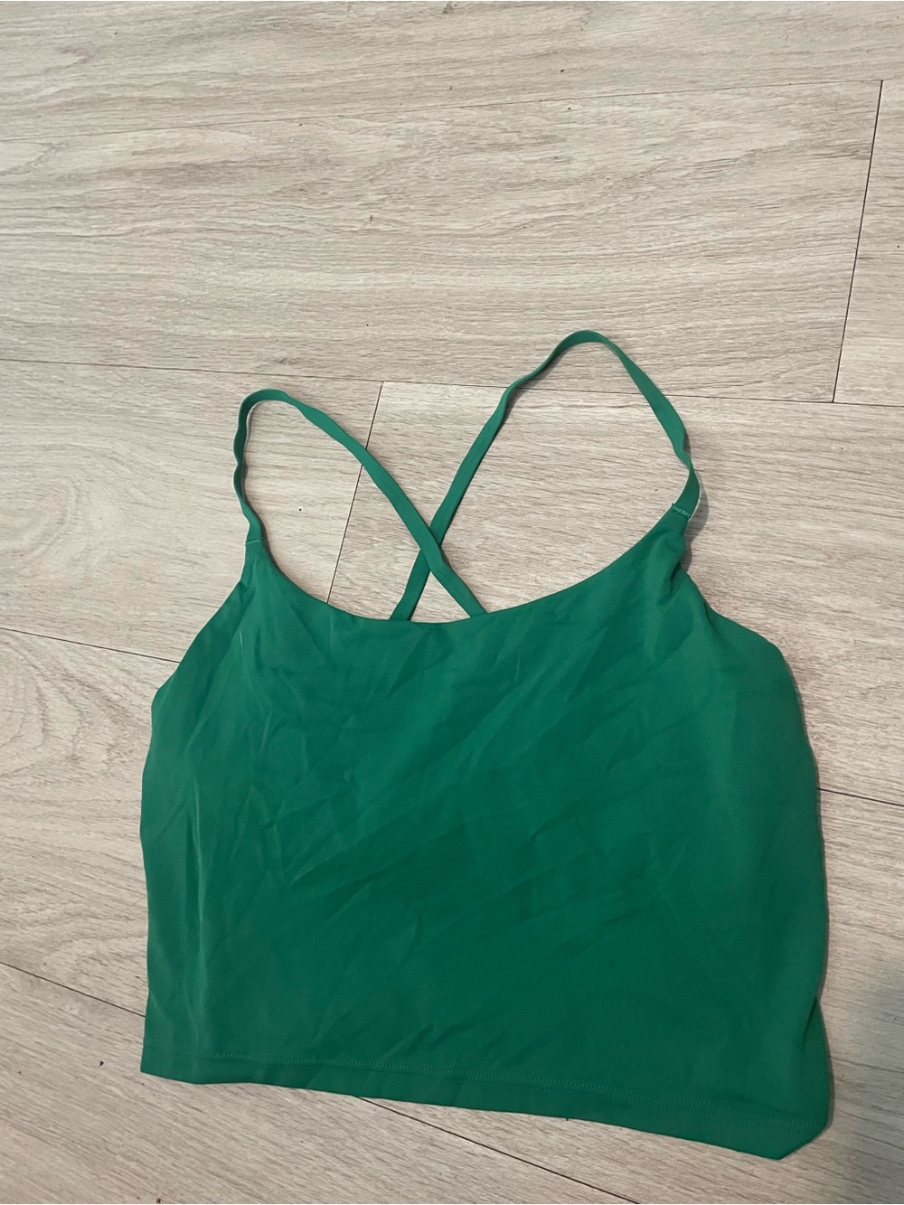 Green Crisscross Back Crop Tank Top